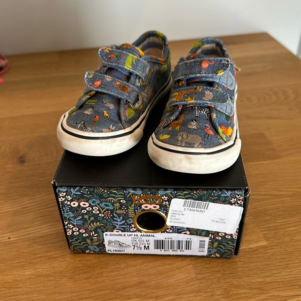 Keds x Rifle Paper Co Animal Print Kids Shoes, size 7.5